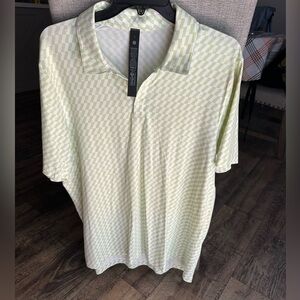 LULULEMON White Green Logo Sport Polo SS Golf Shirt Men's Large UPF40